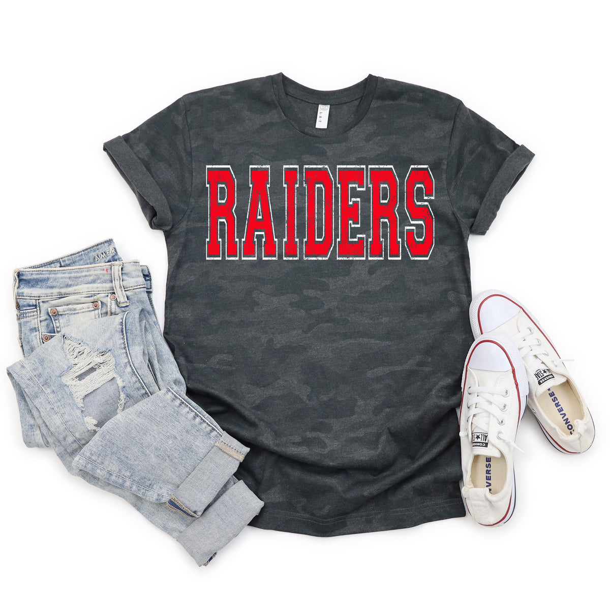 BLACK STORM CAMO VARSITY TEE