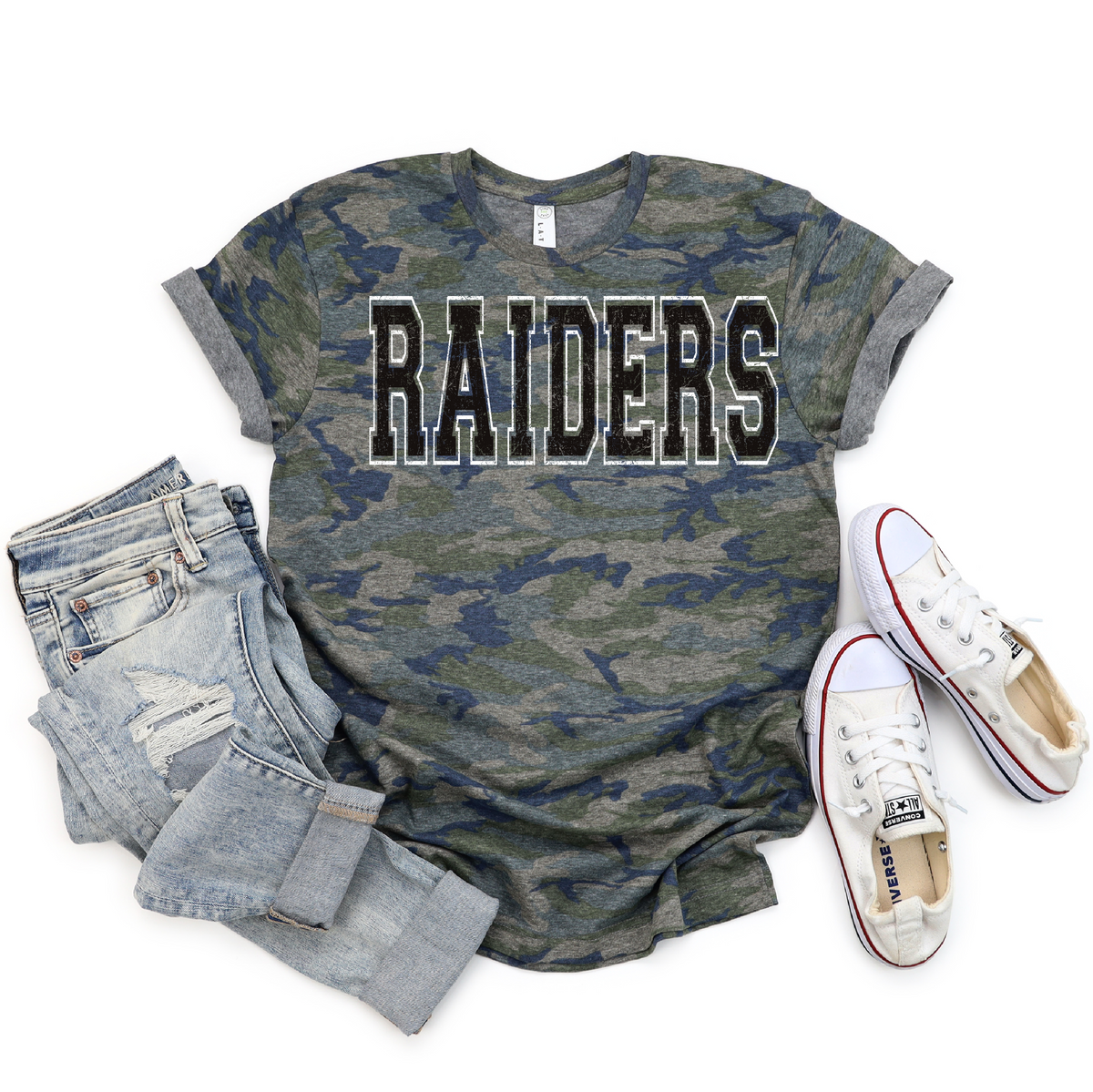 VINTAGE CAMO VARSITY TEE