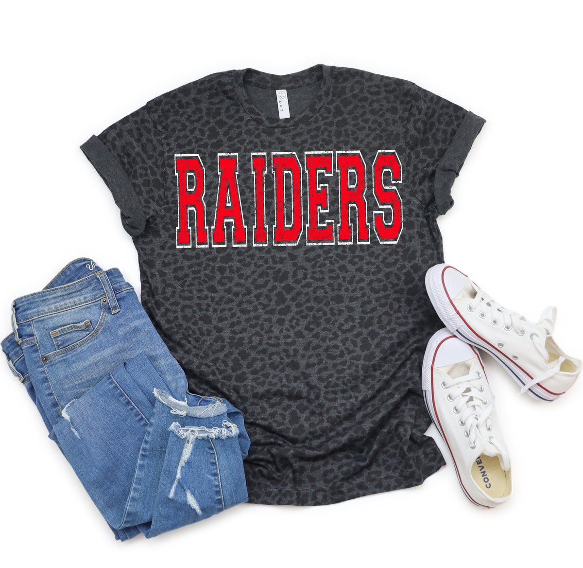 BLACK LEOPARD VARSITY TEE