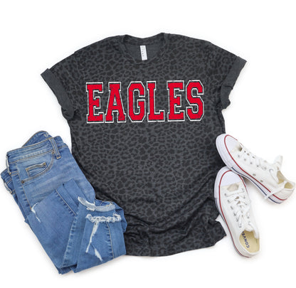 BLACK LEOPARD VARSITY TEE