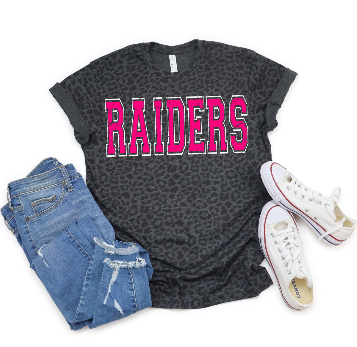 BLACK LEOPARD VARSITY TEE