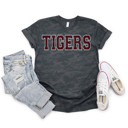 BLACK STORM CAMO VARSITY TEE