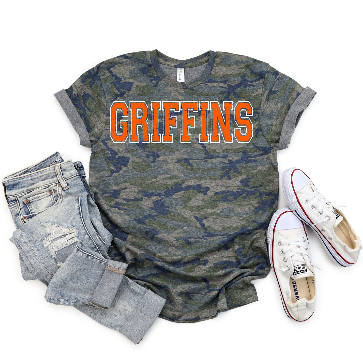 VINTAGE CAMO VARSITY TEE
